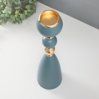 Подсвечник металл на 1 свечу "Голубая лагуна" d=5 см золото 10х10х40,5 см