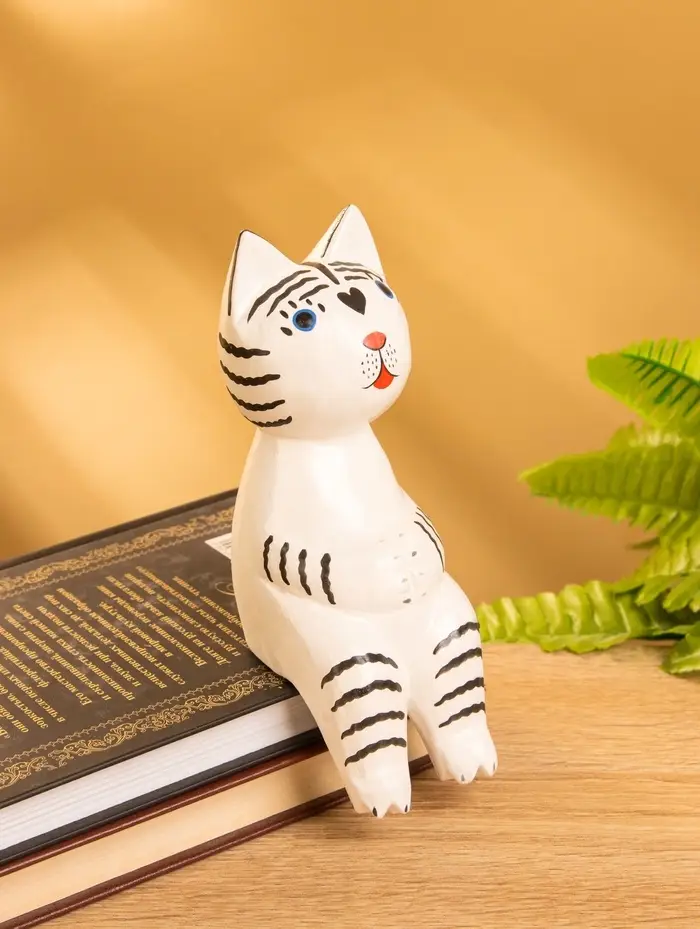 Сувенир дерево "Тигренок сидячий" цв. чёрно-белый, 6х6х15 см