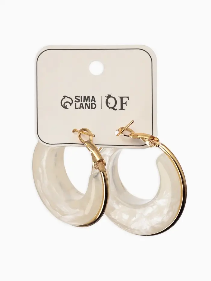 Серьги-кольца акрил "Тренд", цвет молочный в золоте