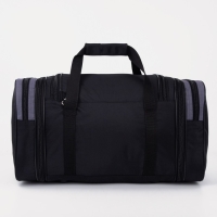 Сумка дорожная на молнии, с увеличением, 3 наружных кармана, длинный ремень, цвет чёрный/серый