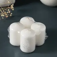 Свеча-цилиндр 4х6 см, 70 гр (набор 4 шт) белый