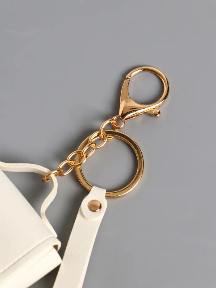 Брелок кожзам с карабином, с ремешком "Сумочка" белоснежный 6,2х2,5х7 см