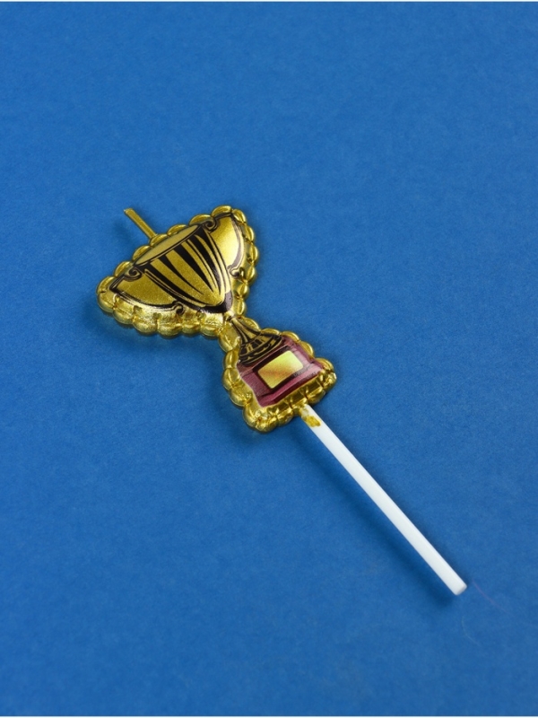 Свеча в торт "Кубок", 11 см, золотая