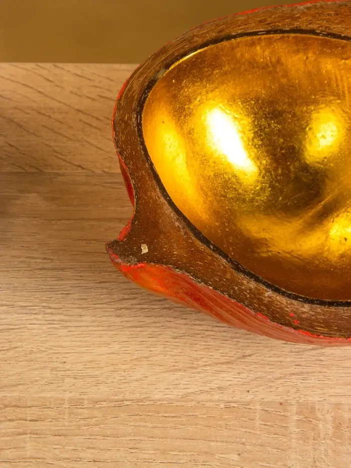 Чаша из кокоса, 19&times;22&times;10 см, красно-золотая