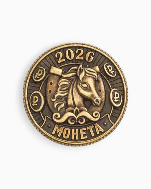 Монета новогодняя сувенирная &laquo;Богатства&raquo; акварель, латунь, диам 2.5см