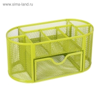 Подставка для канцелярских мелочей 9 отделений, сетка металл, зелёная