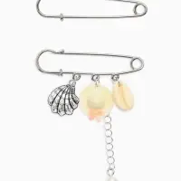 Булавка (набор 2шт) "Пляж" L=7см, цвет белый в серебре