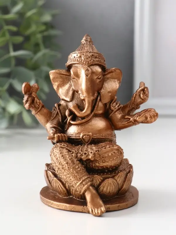 Фигура &laquo;Ганеш на лотосе&raquo;, 10.5&times;9&times;8 см, бронза