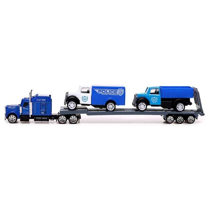 Грузовик металлический &laquo;Полиция&raquo;, инерционный, с 2 машинками