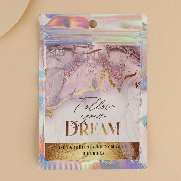 Массажер для лица, спонж для умывания &laquo;Follow your dream&raquo;, 10.5 х 15 см