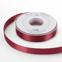 Лента атласная двухсторонняя №0789 15мм*25&plusmn;1м бордовый TR
