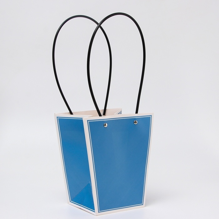 Сумка для цветов синяя влагостойкая, 17x17-11.5x11.5-20 см 4