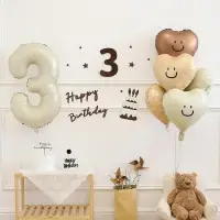 Шар фольгированный 40" Цифра 3, цвет &laquo;Взбитые сливки&raquo;