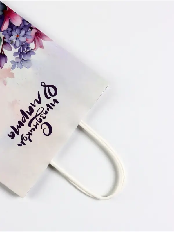 Пакет подарочный крафт, &laquo;С Праздником!&raquo; , 18&times;8&times;25 см