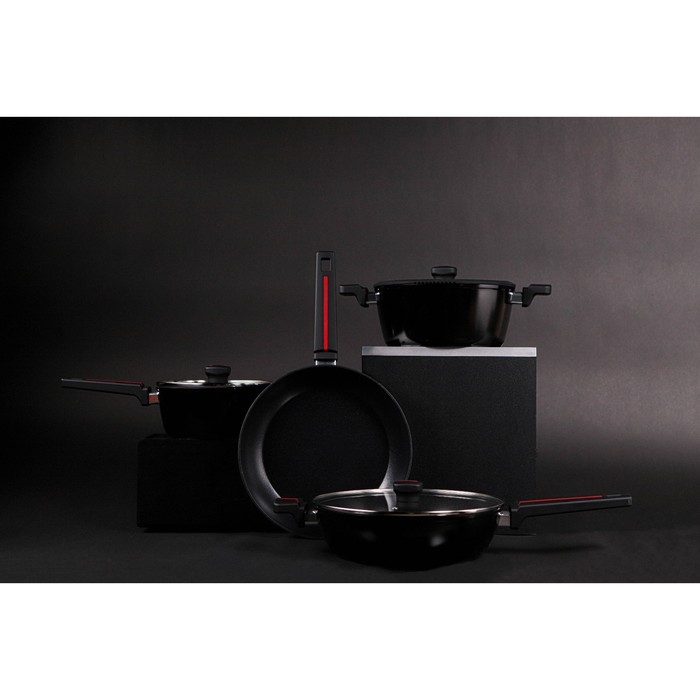 Сковорода Magistro Flame, d=28 см, h=5 см, ручка soft-touch, антипригарное покрытие, индукция, цвет чёрный