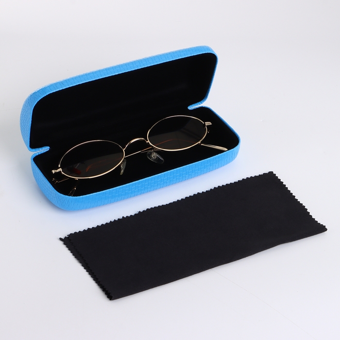 Футляр для очков на хлопушке, длина 15 см, цвет голубой