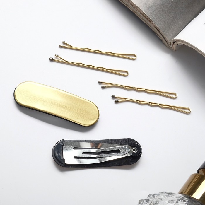 Невидимка для волос "Герти" (набор 10 шт) тигровый, 5 см, золото