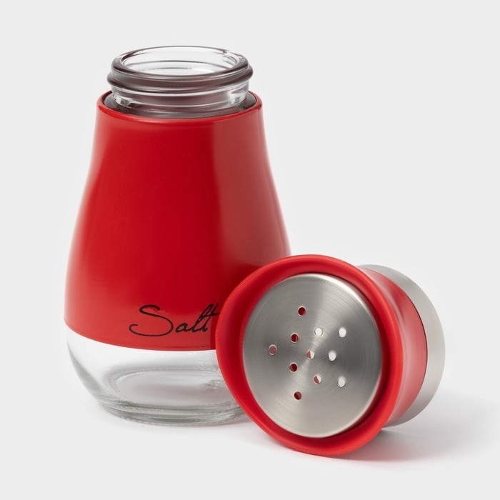 Солонка стеклянная &laquo;Сияние&raquo;, 5,5&times;5&times;11 см, цвет красный