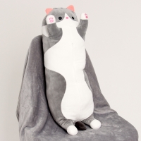 Мягкая игрушка &laquo;Котик&raquo;, с пледом, 65 см, цвет серый