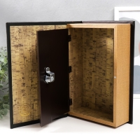 Сейф-книга дерево кожзам "Город в ночных огнях. Золото" 27х18х7 см