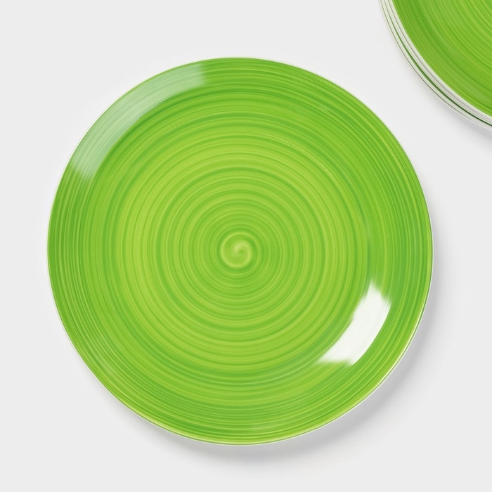 Набор тарелок Доляна &laquo;Палитра&raquo;, d=26,5 см, фарфор, 6 шт, зелёный