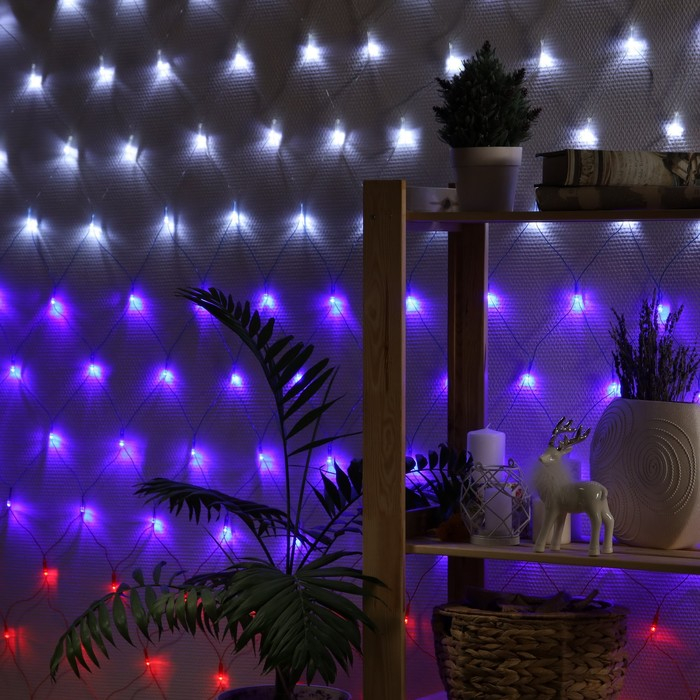 Гирлянда &laquo;Сеть&raquo; 1.6 &times; 1.6 м, IP20, прозрачная нить, 144 LED, свечение &laquo;Флаг России&raquo;, 220 В