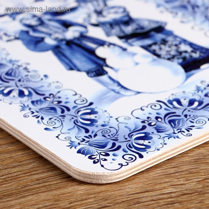 Доска разделочная сувенирная "Гжель", 19,5&times;27,5 см
