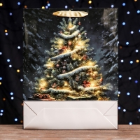 Новый год. Пакет ламинированный вертикальный "Ёлка в лесу!",33 х 42 х 10 см.