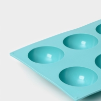 Форма для выпечки Доляна &laquo;Полусфера&raquo;, силикон, 29&times;17 см, 8 ячеек (d=5,8 см), цвет голубой