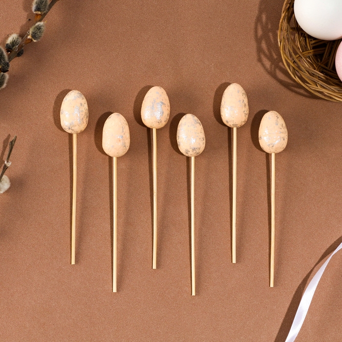 Шпажки &laquo;Яйцо пасхальное&raquo;, цвет оранжевый, набор 6 шт.