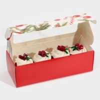 Коробка для кондитерских изделий с окном &laquo;Новогодняя классика&raquo;, 26 х 10 х 8 см