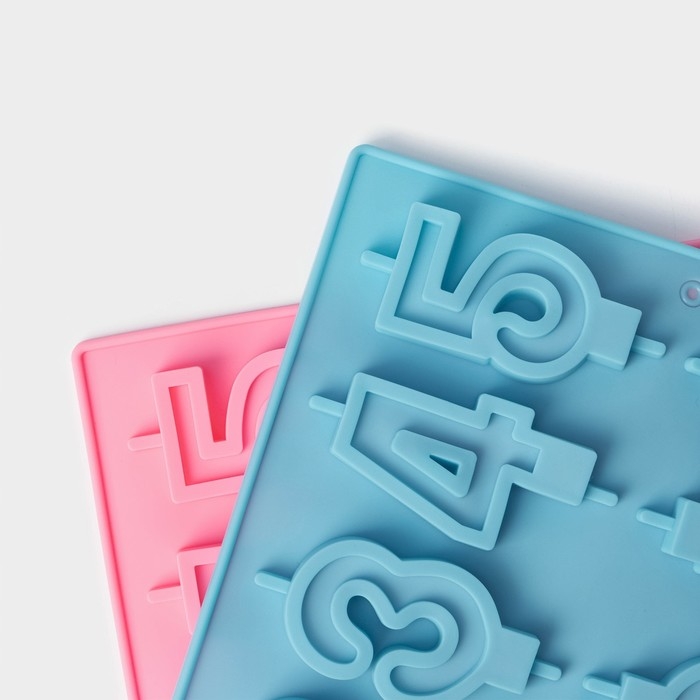 Форма для шоколада Доляна &laquo;Цифры&raquo;, силикон, 26&times;21 см, 10 ячеек (7&times;4 см), цвет МИКС