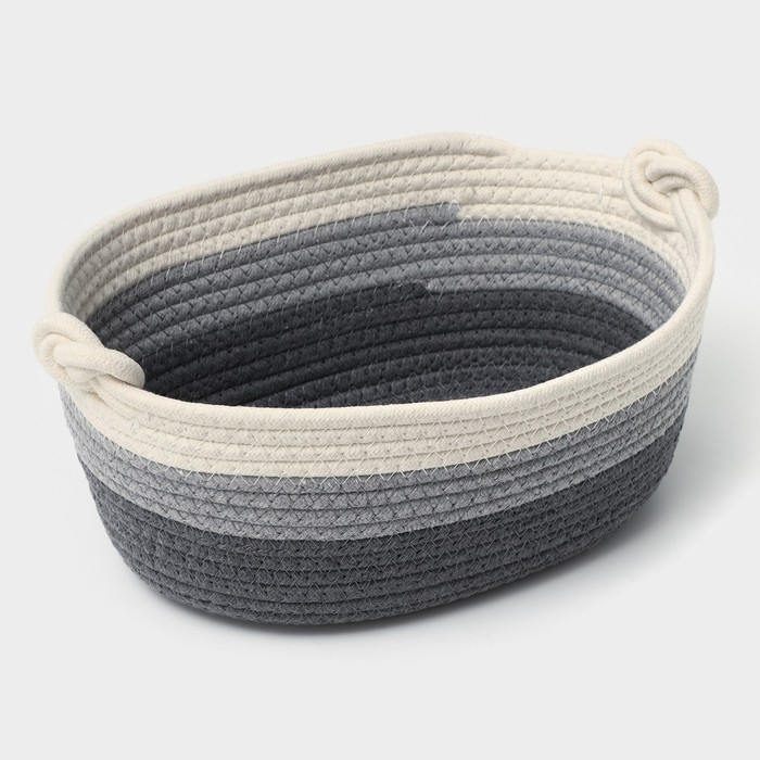 Корзина для хранения плетёная ручной работы LaDо́m &laquo;Вега&raquo;, хлопок, 32&times;21&times;12 см, цвет серый