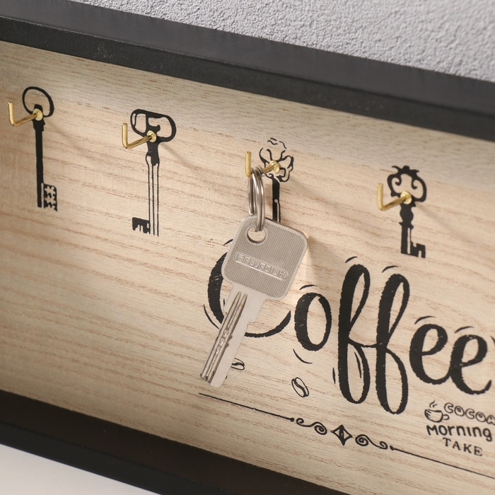 Крючки декоративные дерево Крючки декоративные дерево "Утро начинается с кофе" 3х36,5х16,4 см