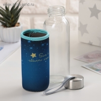 Бутылка для воды стеклянная в чехле &laquo;Звёздное небо&raquo;, 300 мл, h=17 см, цвет МИКС