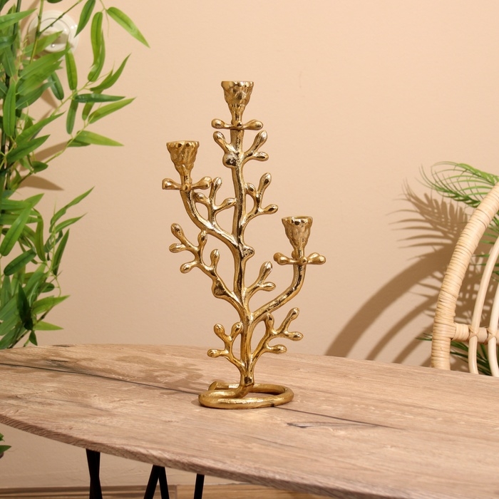 Подсвечник на 3 свечи "Фьюри" алюминий 10х18х37 см