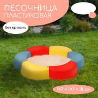Песочница детская пластиковая, без крышки, 147 &times; 147 &times; 18 см, МИКС, &laquo;Ромашка&raquo;