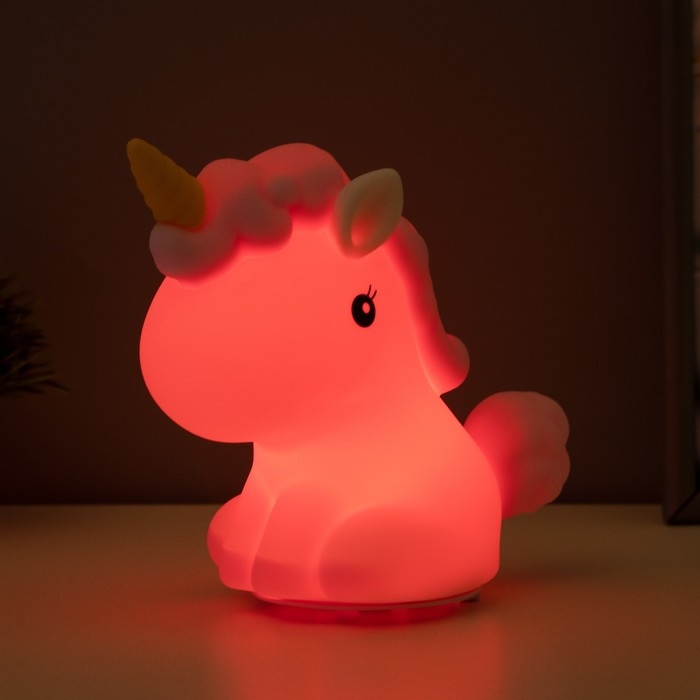 Ночник-мякиш "Антистресс единорог" LED бело-фиолетовый 18х10х16 см