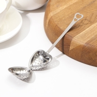 Ситечко для чая Доляна &laquo;Сердце&raquo;, 14,5&times;4 см, цвет серебристый