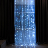 Гирлянда &laquo;Занавес&raquo; 2.8 &times; 3 м роса на крючках, IP20, серебристая нить, 300 LED, свечение белое, мерцание, USB