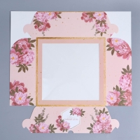 Коробка для капкейков, кондитерская упаковка с окном, 9 ячеек &laquo;Цветы&raquo;, 25 х 25 х 10 см