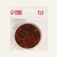 Зеркало складное &laquo;Орнамент&raquo;, d = 7,2 см, с увеличением, цвет коричневый