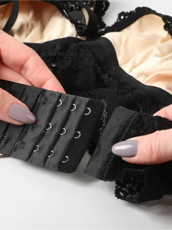 Застёжка-удлинитель для бюстгальтера, 3 ряда 3 крючка, 5&times;5.5 см, чёрная