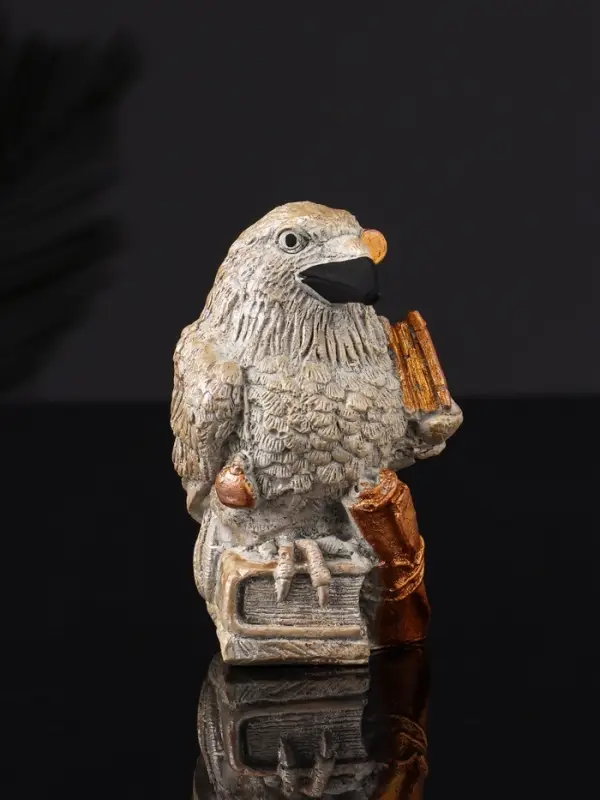 Фигура "Ворон с книгами" 8 см, серый с бронзой