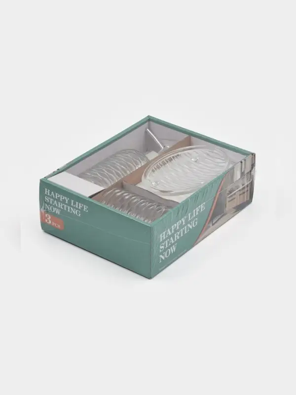 Набор для ванной "Перелив", 3 предмета (дозатор для мыла, стакан, мыльница)