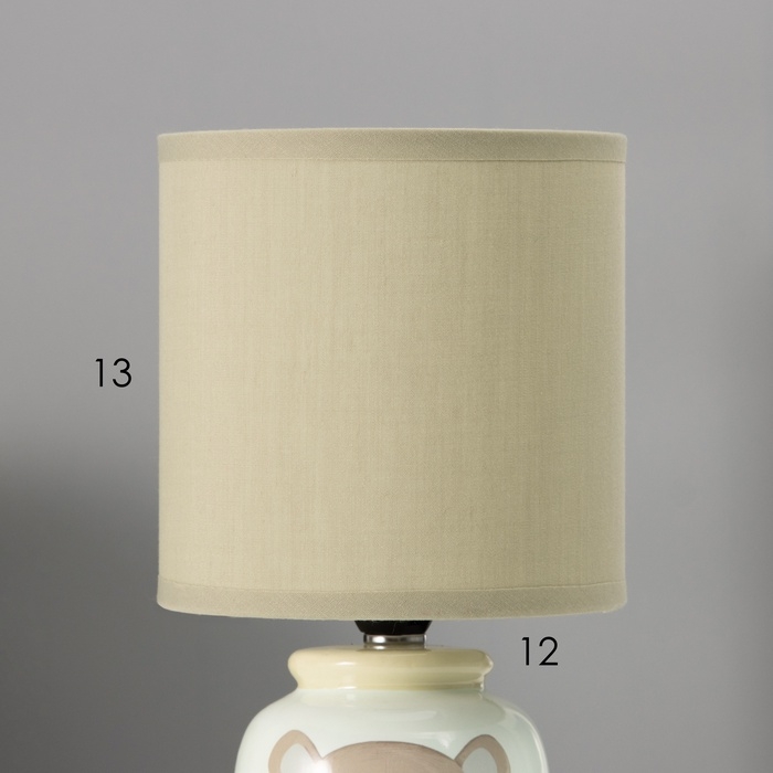 Настольная лампа с абажуром RISALUX &laquo;Мишка&raquo; детская,, Е14, 40 Вт, зелёный, 13&times;13&times;27 см