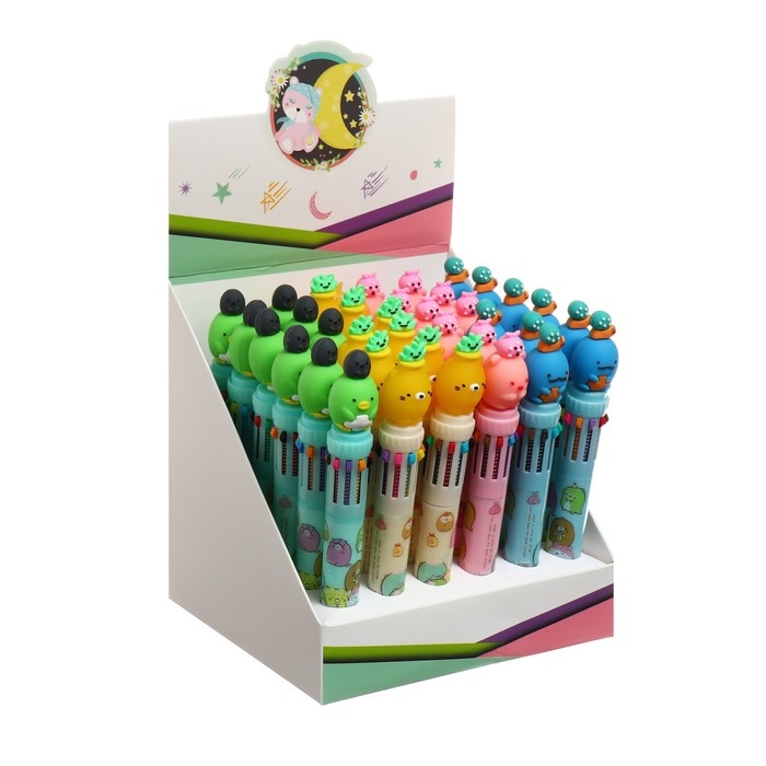 Ручка шариковая автоматическая "Милашки", 10-ти цветная, МИКС