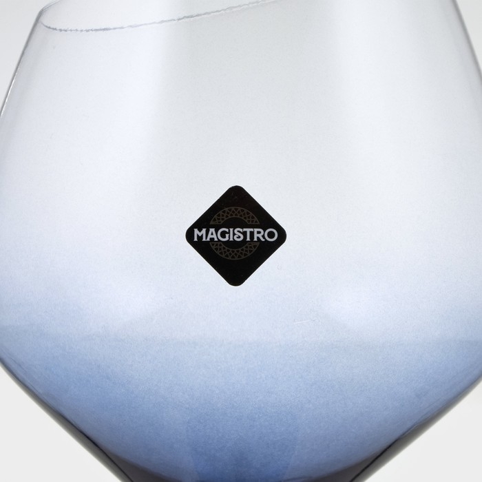 Бокал для вина стеклянный Magistro &laquo;Иллюзия&raquo;, 540 мл, 10&times;24 см, цвет ножки синий