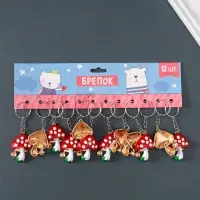 Брелок металл "Красный мухомор" золото, эмаль 4,5х3,2х1 см