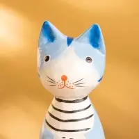 Сувенир дерево "Кот сидячий" цв. голубой, 6х6х15 см